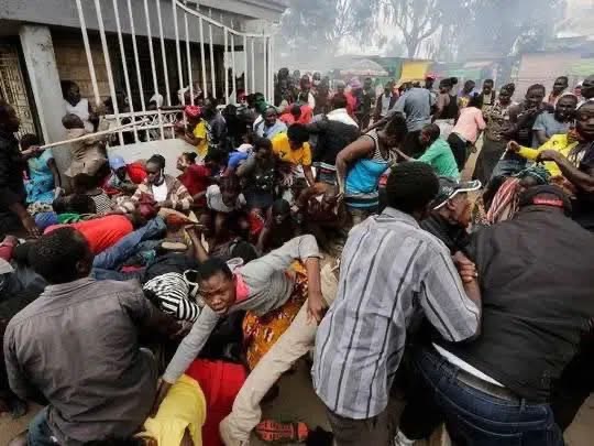 Here is the Crowd that where gathered for food and where accordingly Stampede